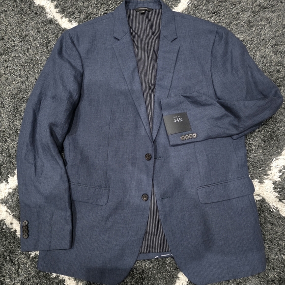 Banana Republic Sport Coat Mens 44R  Blue Linen Check Cotton Blazer NWT - Picture 1 of 9